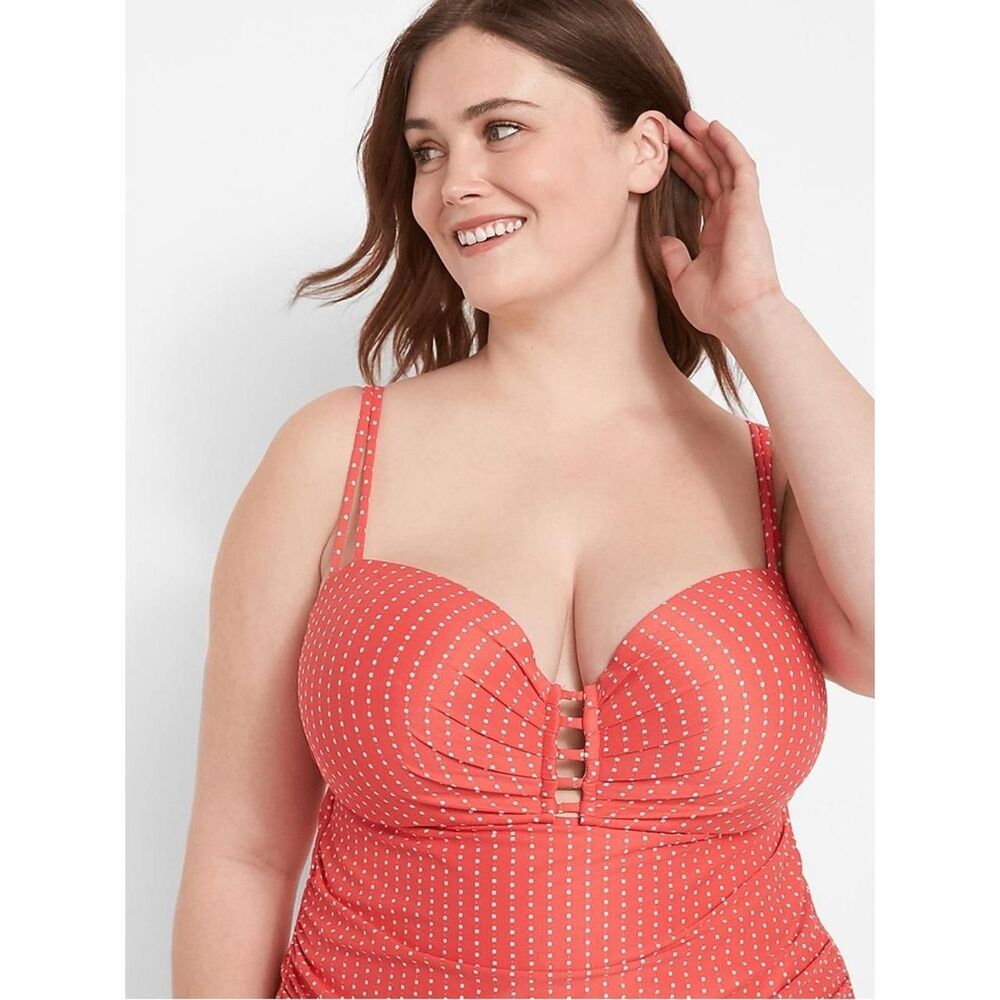 Cacique Women's Red and White Bikini-and-tankini-bottoms